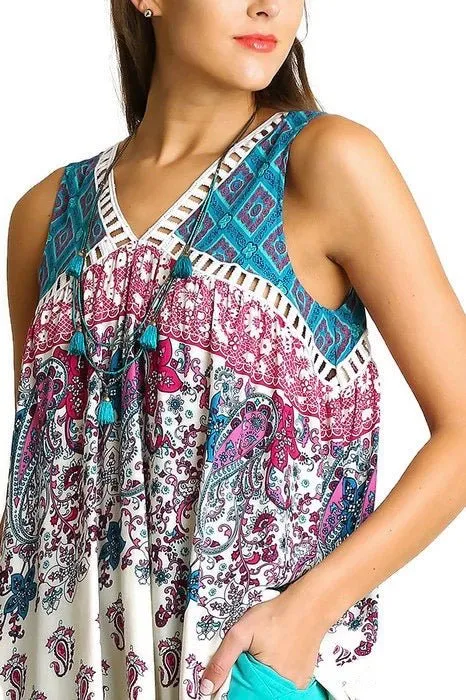 Paisley Print Sleeveless Tunic