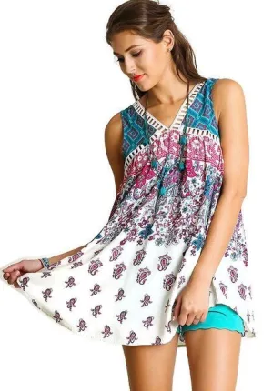 Paisley Print Sleeveless Tunic