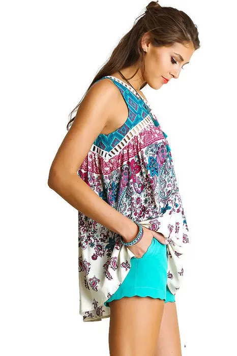 Paisley Print Sleeveless Tunic