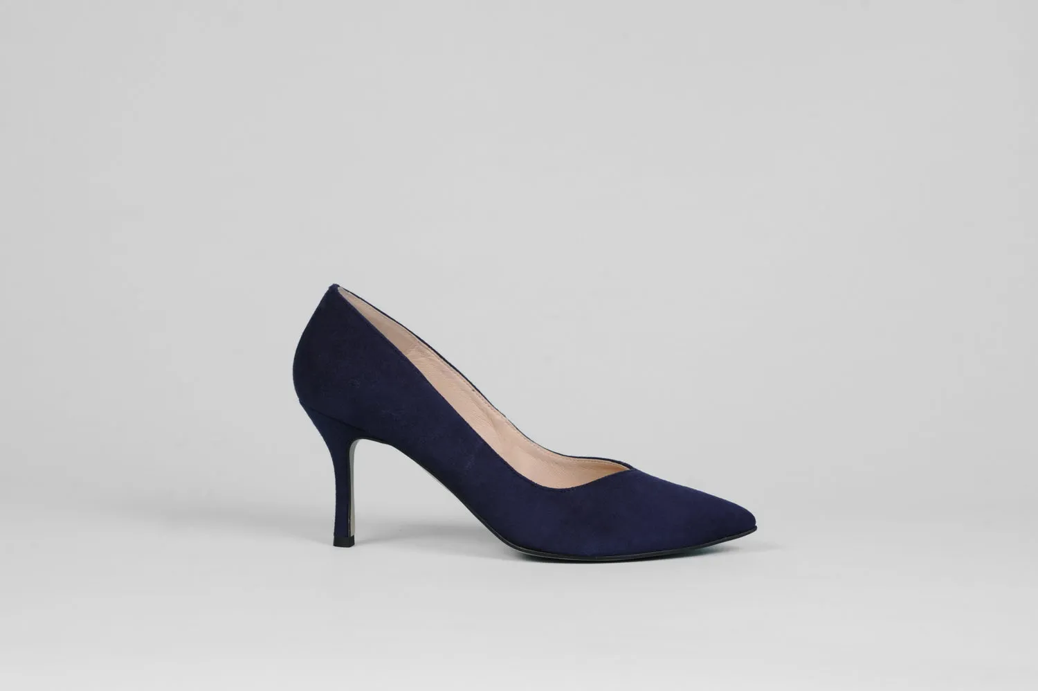 Rachels - Navy Suede V Court Shoe