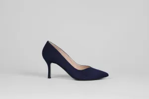 Rachels - Navy Suede V Court Shoe