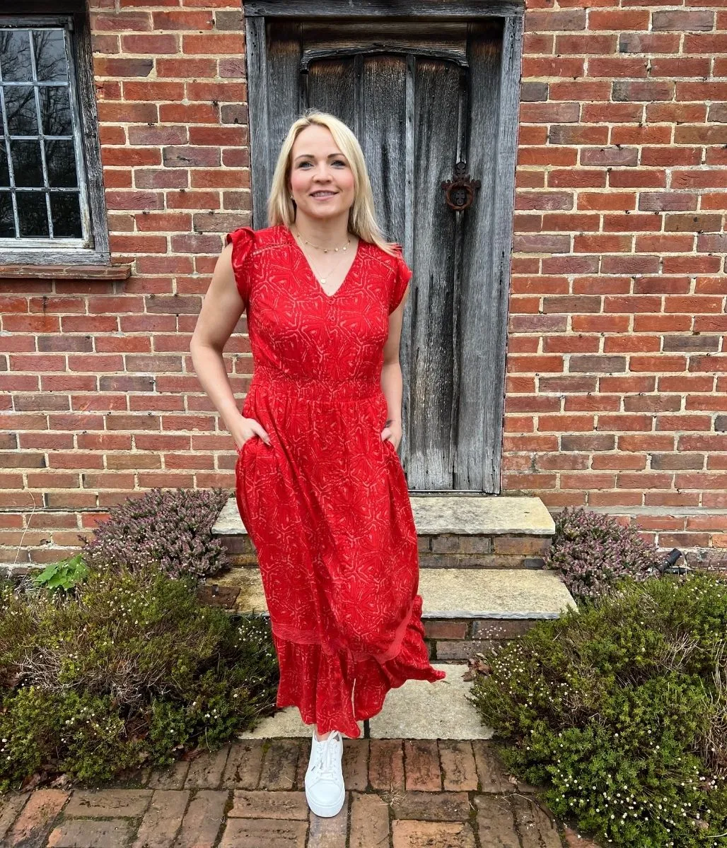 Red Print Maxi Dress