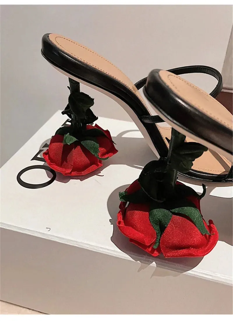 Rose Gold Floral Heels – Women's Dressy Summer Sandals