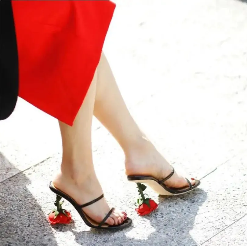Rose Gold Floral Heels – Women's Dressy Summer Sandals