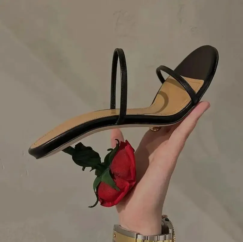 Rose Gold Floral Heels – Women's Dressy Summer Sandals