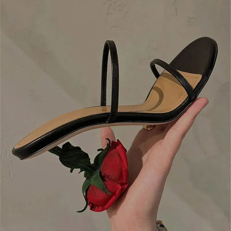 Rose Gold Floral Heels – Women's Dressy Summer Sandals