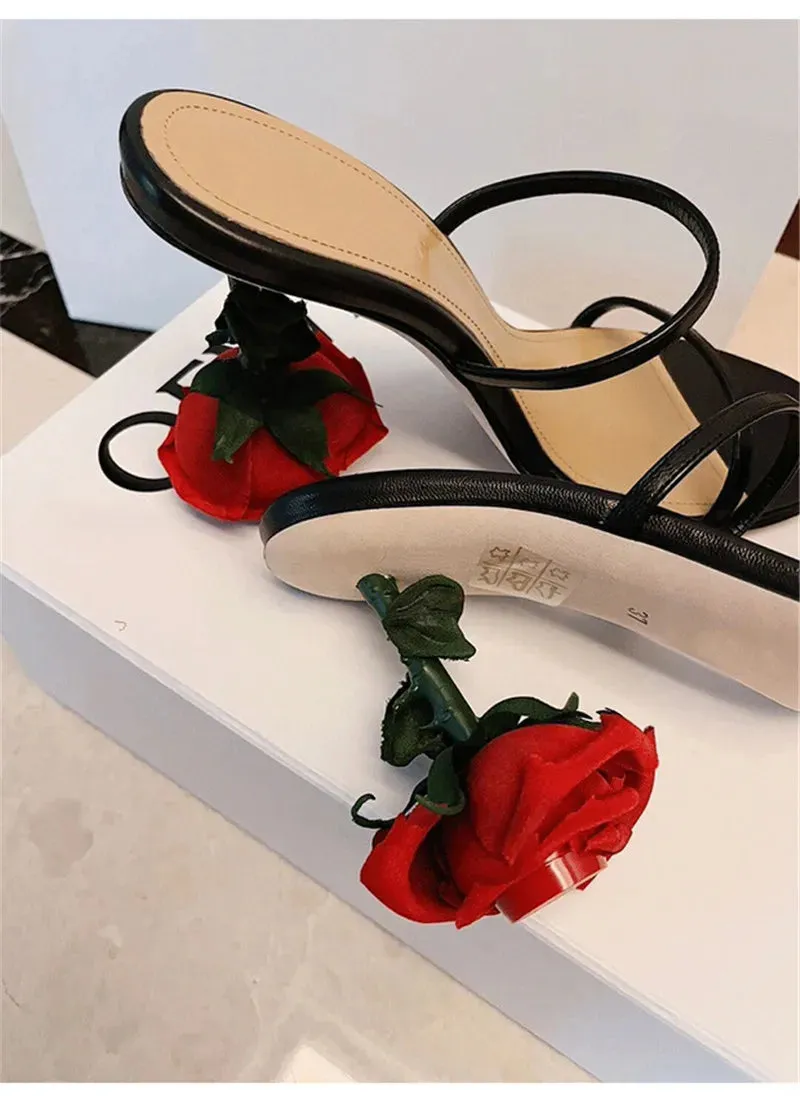 Rose Gold Floral Heels – Women's Dressy Summer Sandals