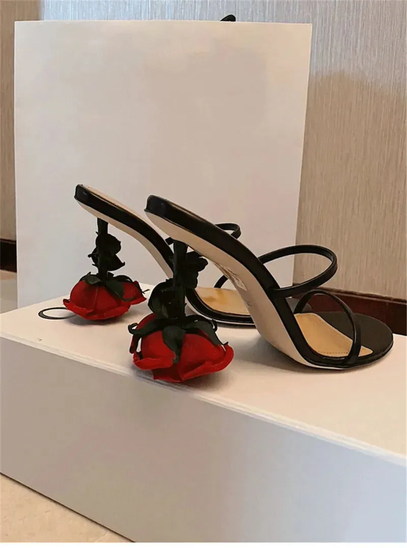 Rose Gold Floral Heels – Women's Dressy Summer Sandals