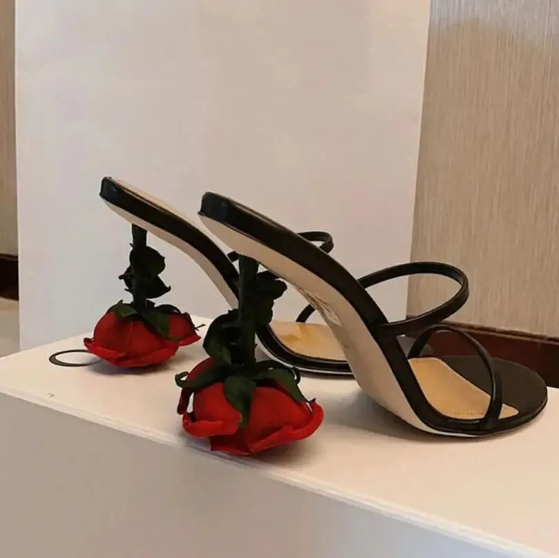 Rose Gold Floral Heels – Women's Dressy Summer Sandals