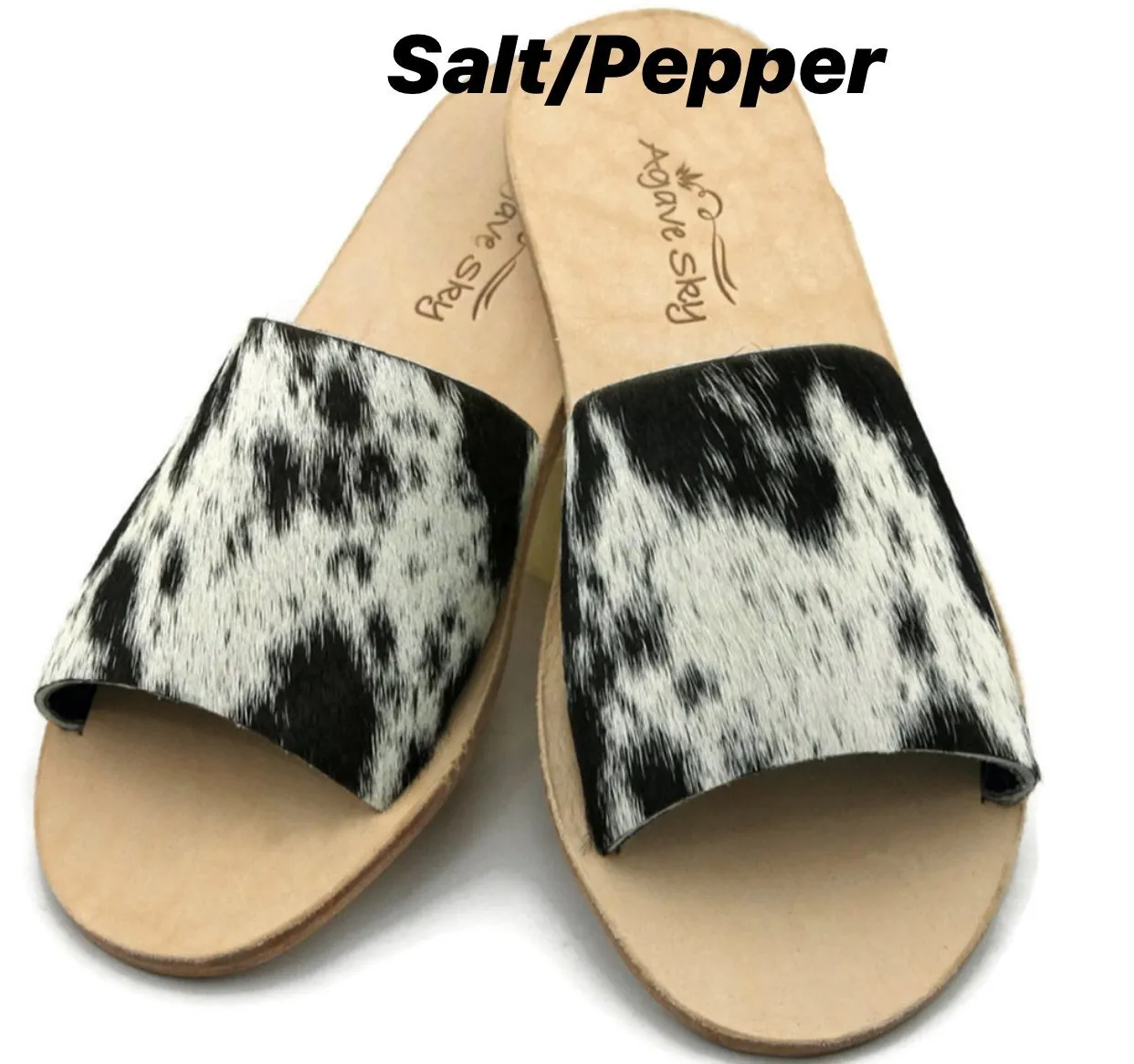 Salt/Pepper Cowhide Womens Sandals