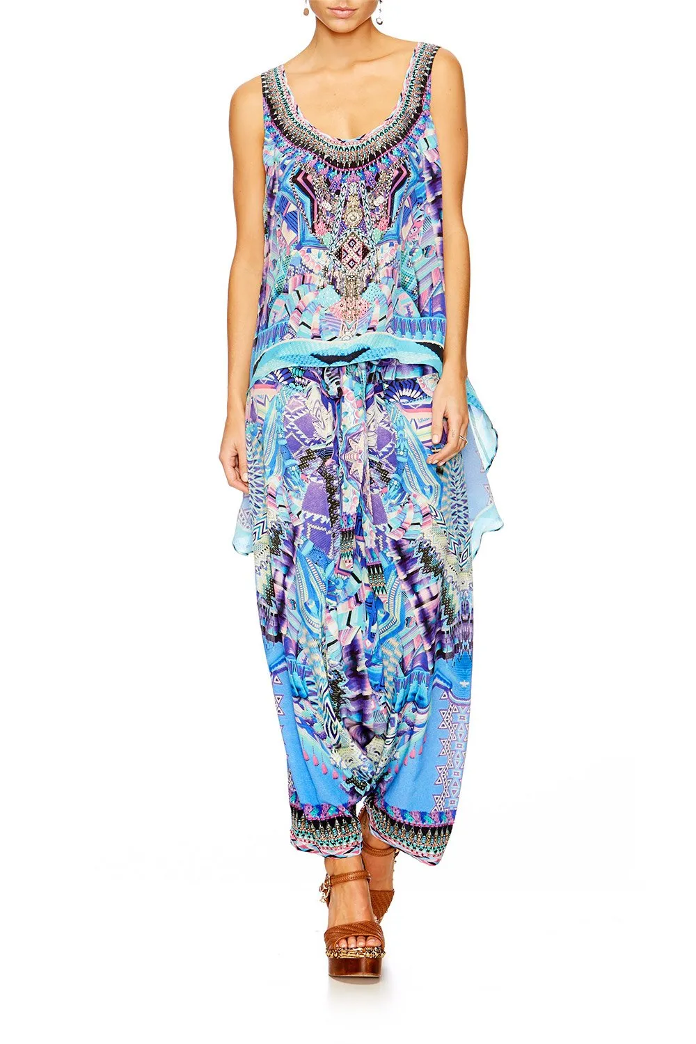 SCOOP NECK TOP WITH LONG BACK THREADS OF COSMOS