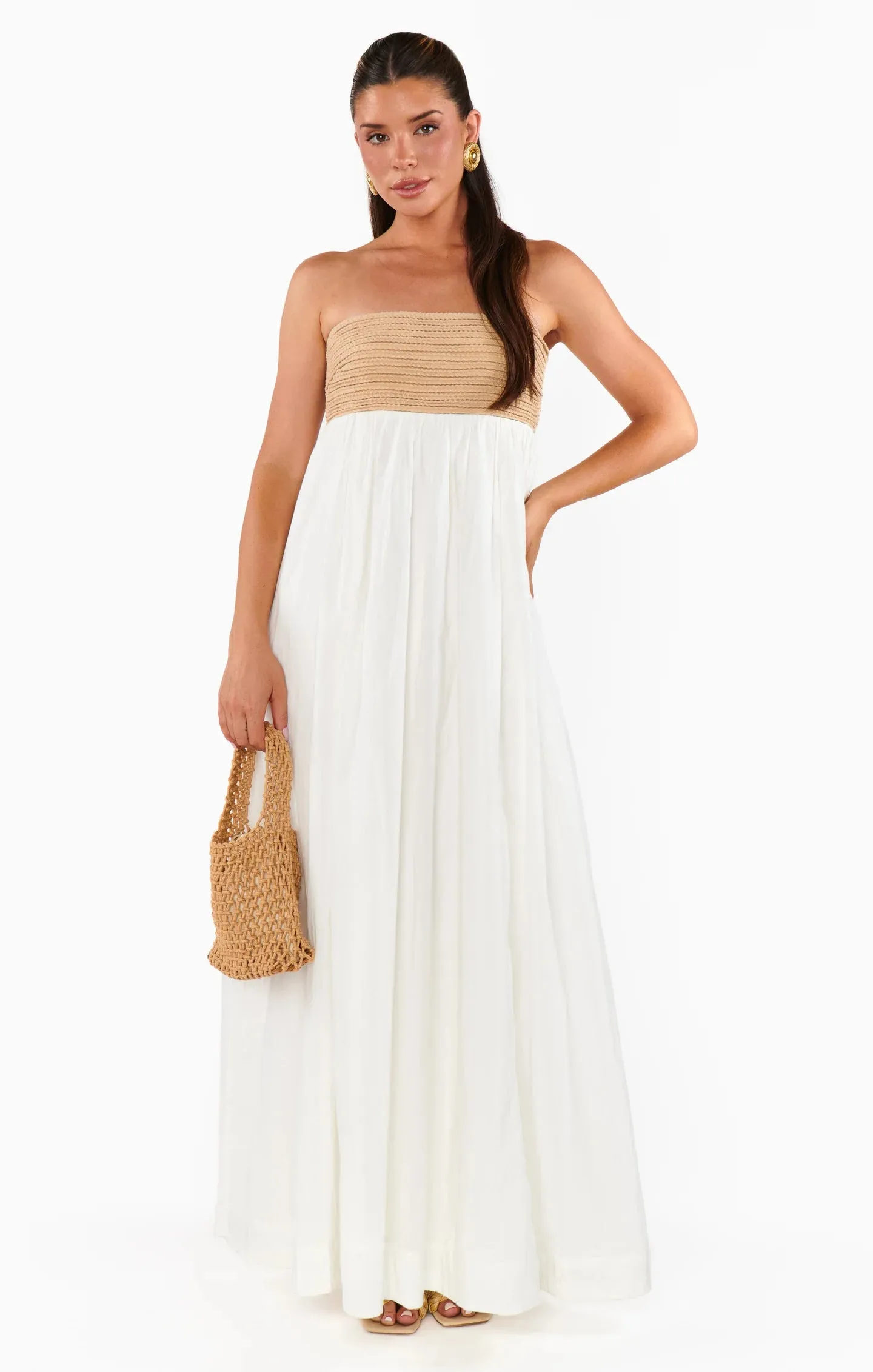 Show Me Your Mumu- Dockside Maxi Dress White Voile With Twisted Rope