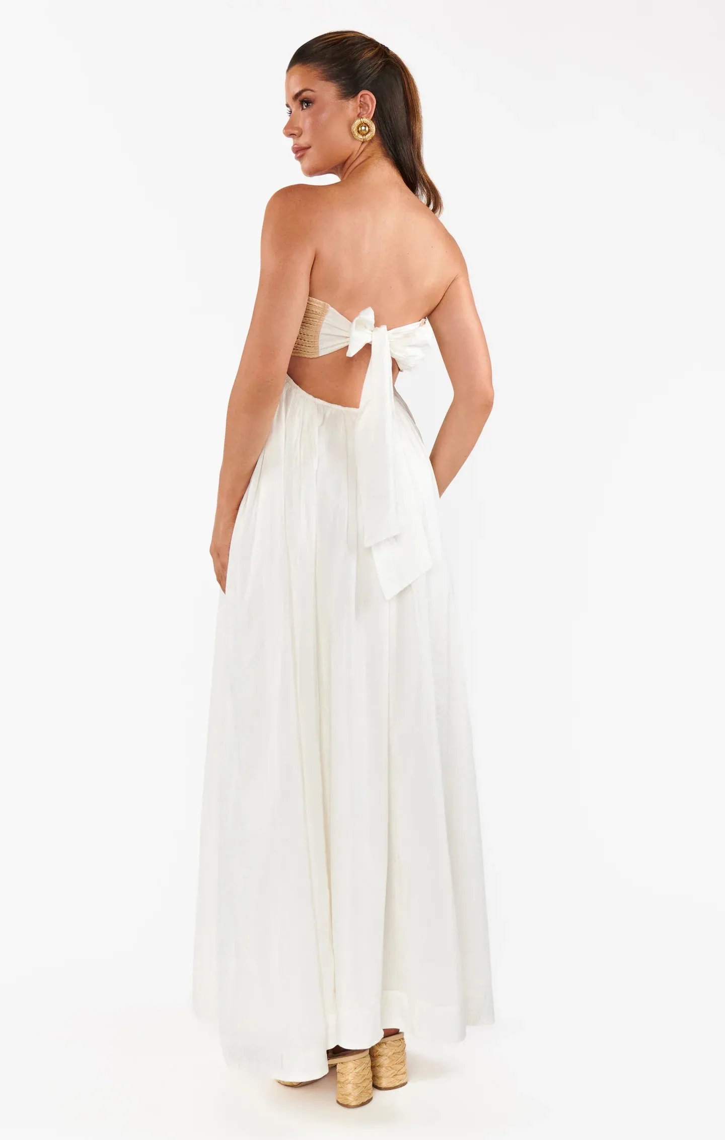 Show Me Your Mumu- Dockside Maxi Dress White Voile With Twisted Rope