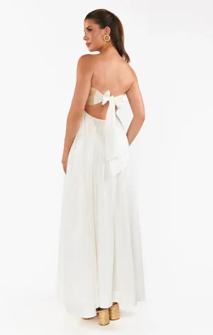 Show Me Your Mumu- Dockside Maxi Dress White Voile With Twisted Rope