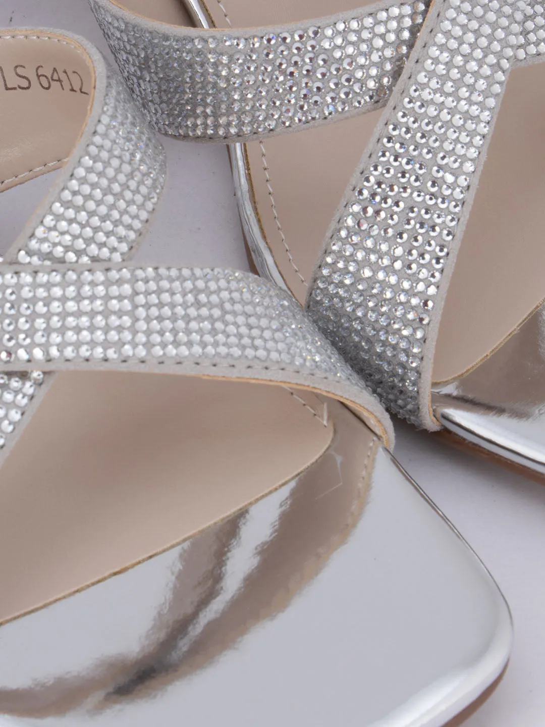 Silver Studded Criss Cross Strap Heels