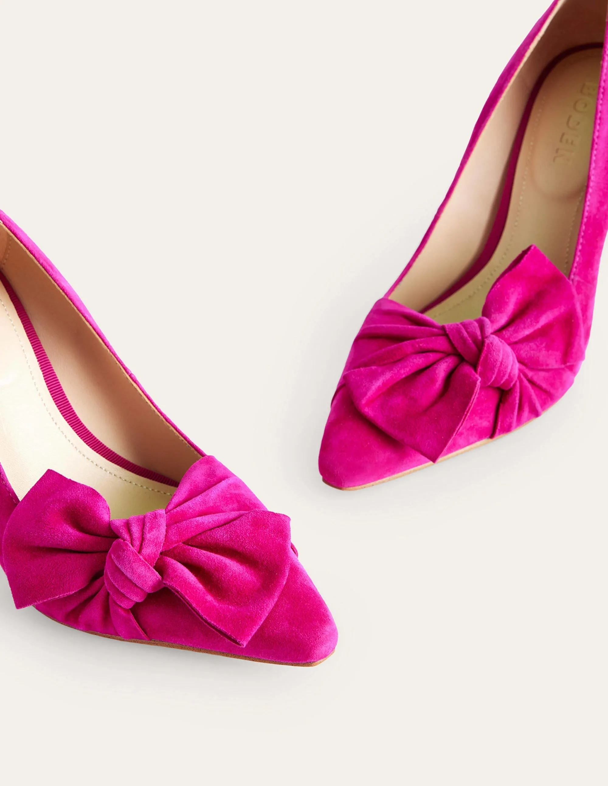 Suede-Bow Heeled Courts-Vibrant Plum Suede