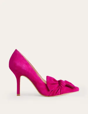 Suede-Bow Heeled Courts-Vibrant Plum Suede