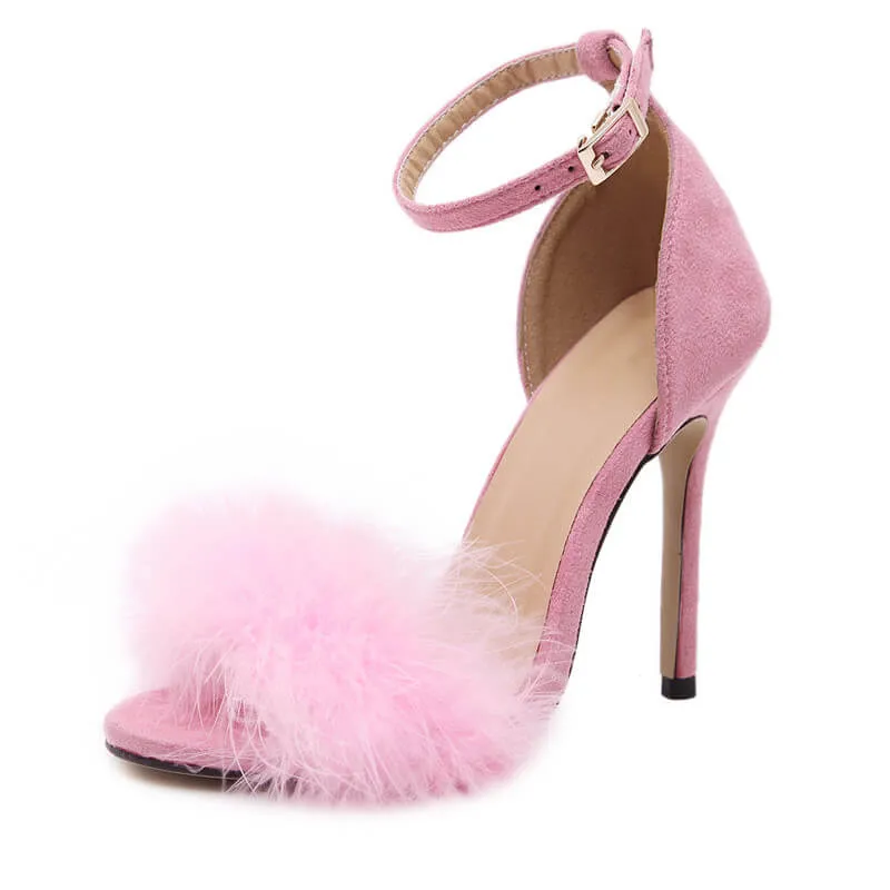 Summer Sexy High Heels Women Sandal With Fur