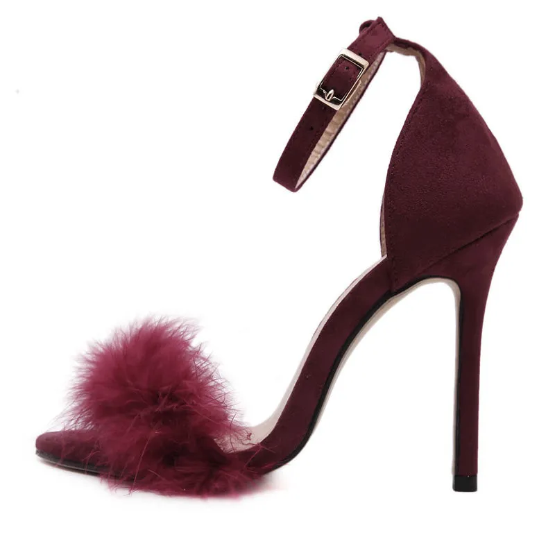 Summer Sexy High Heels Women Sandal With Fur