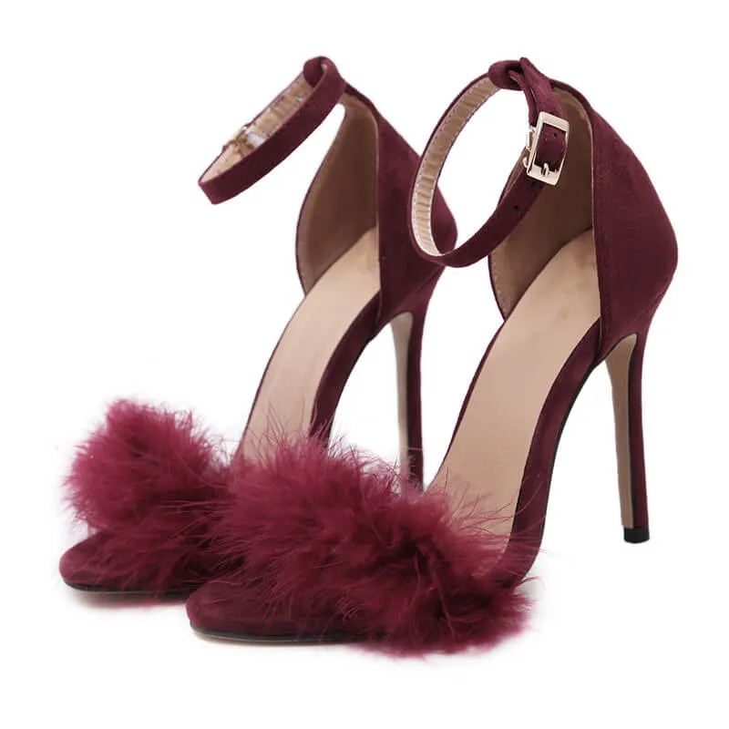 Summer Sexy High Heels Women Sandal With Fur