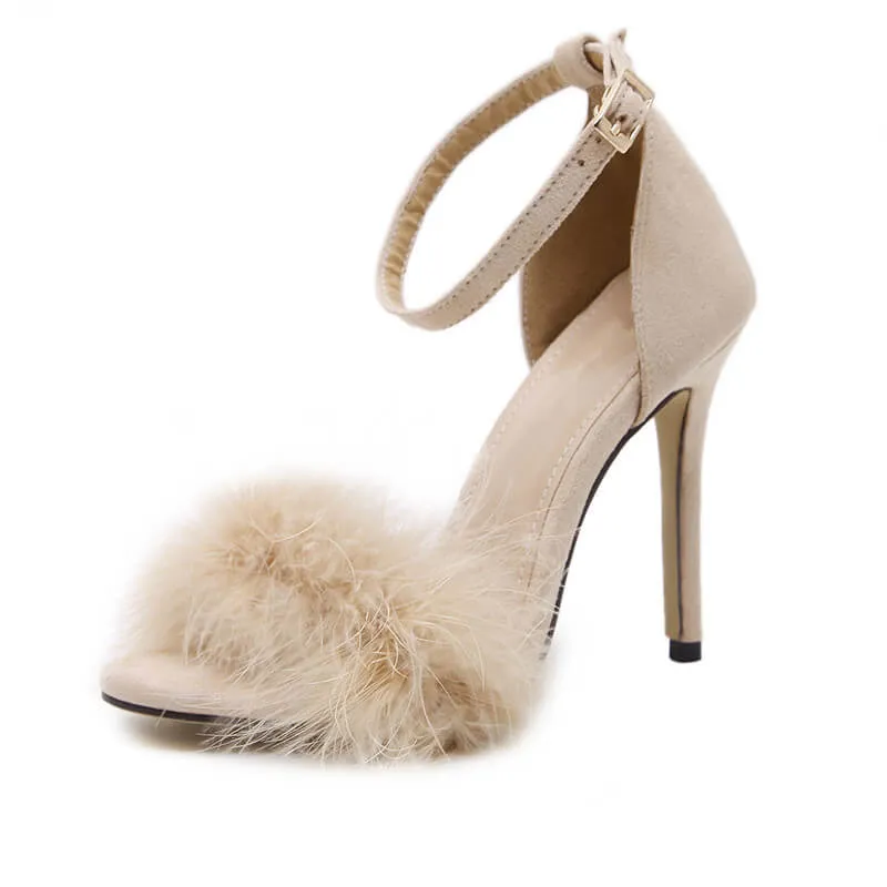 Summer Sexy High Heels Women Sandal With Fur