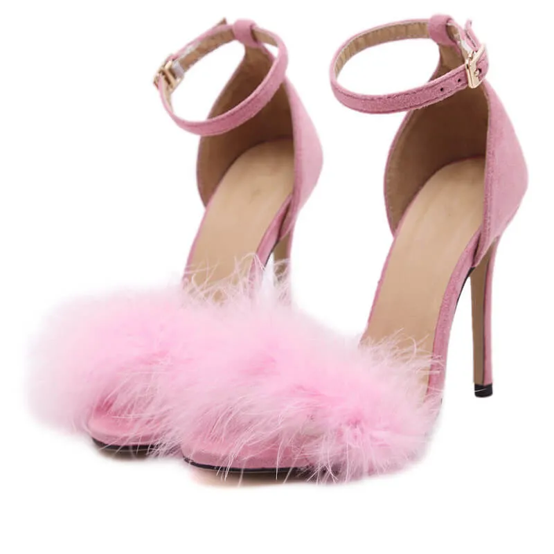 Summer Sexy High Heels Women Sandal With Fur