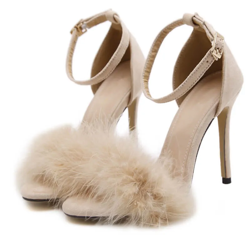 Summer Sexy High Heels Women Sandal With Fur
