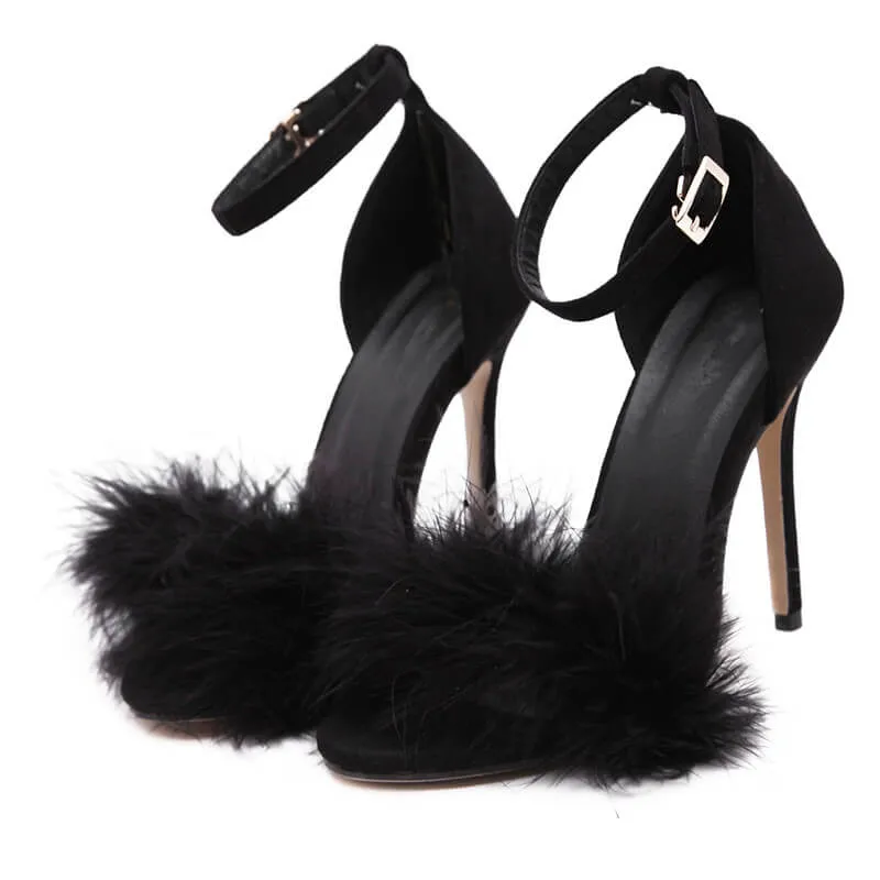 Summer Sexy High Heels Women Sandal With Fur