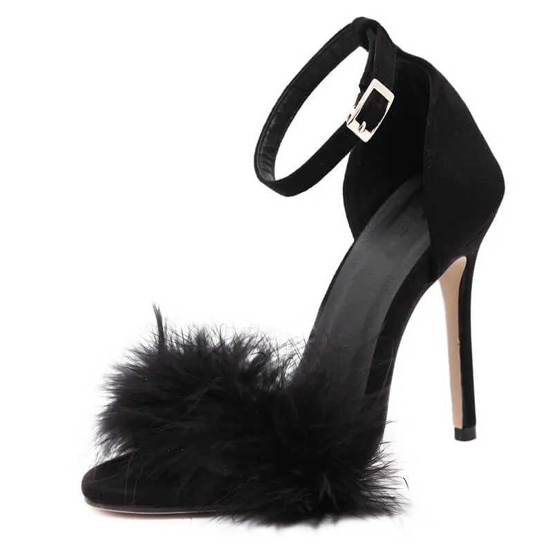 Summer Sexy High Heels Women Sandal With Fur