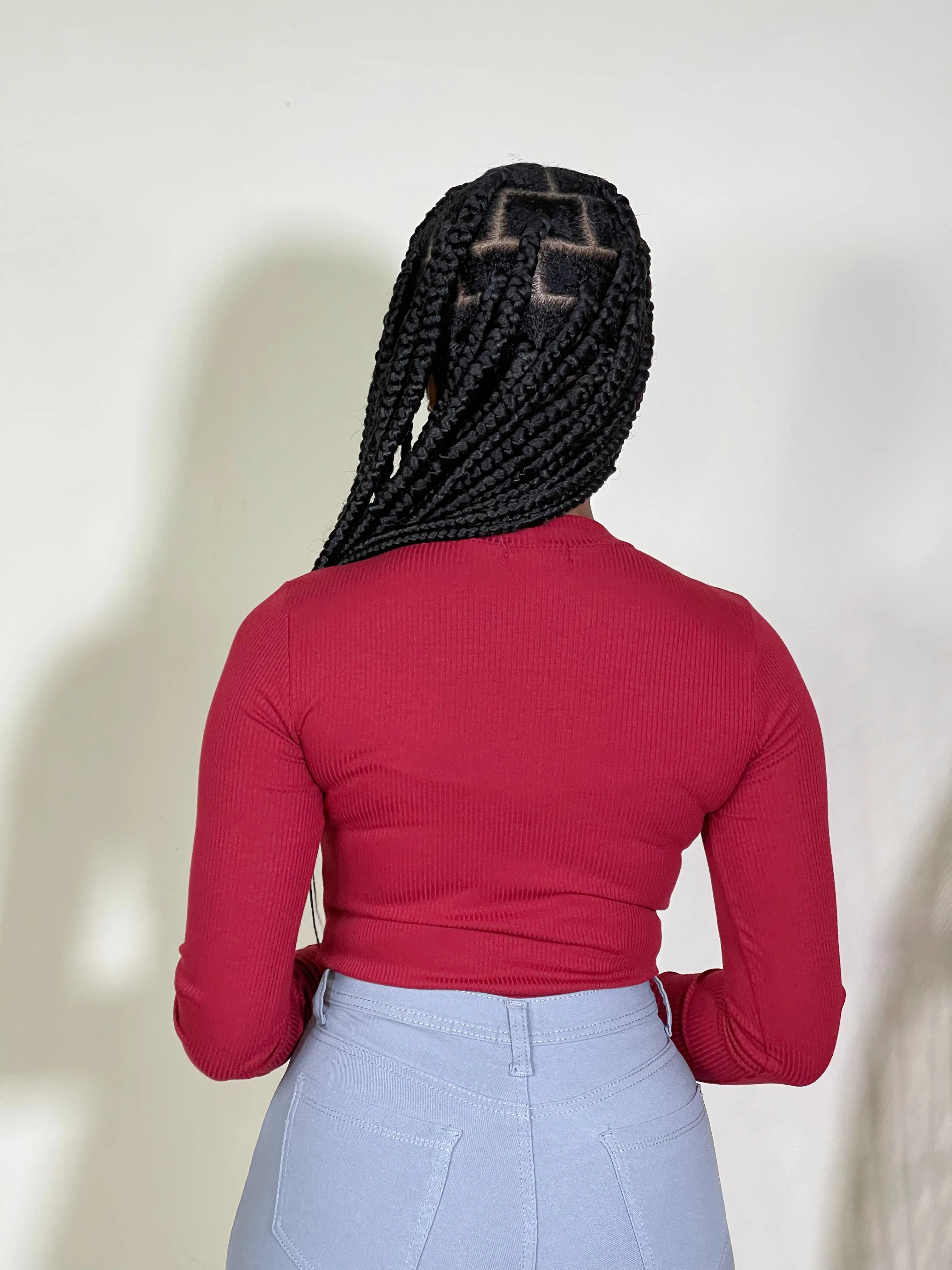 Thea Ribbed Everyday Bodysuit-Burgundy