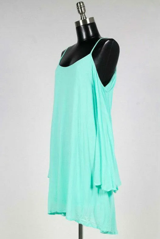 Welcome Back Mint Cold Shoulder Lace-Up Dress