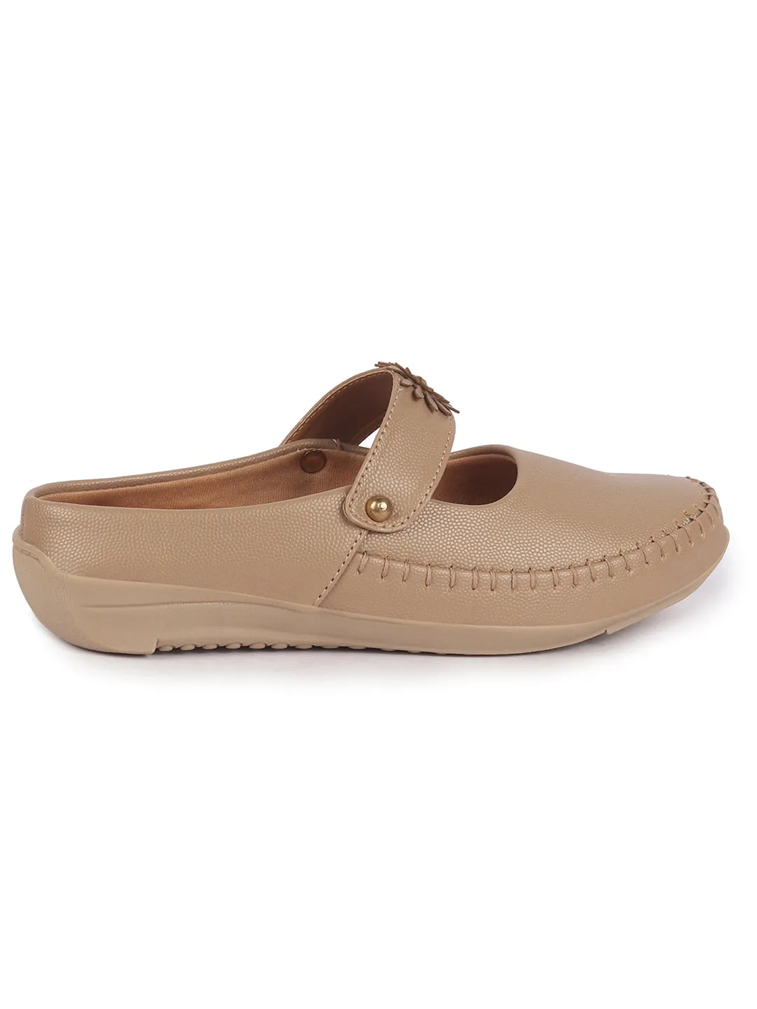 Women Chikku Floral Strap Back Open Slip On Casual Shoes|Outing Weekend Dress Shoes|All Day Comfort Shoe