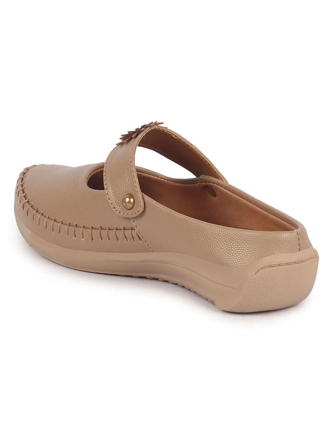Women Chikku Floral Strap Back Open Slip On Casual Shoes|Outing Weekend Dress Shoes|All Day Comfort Shoe