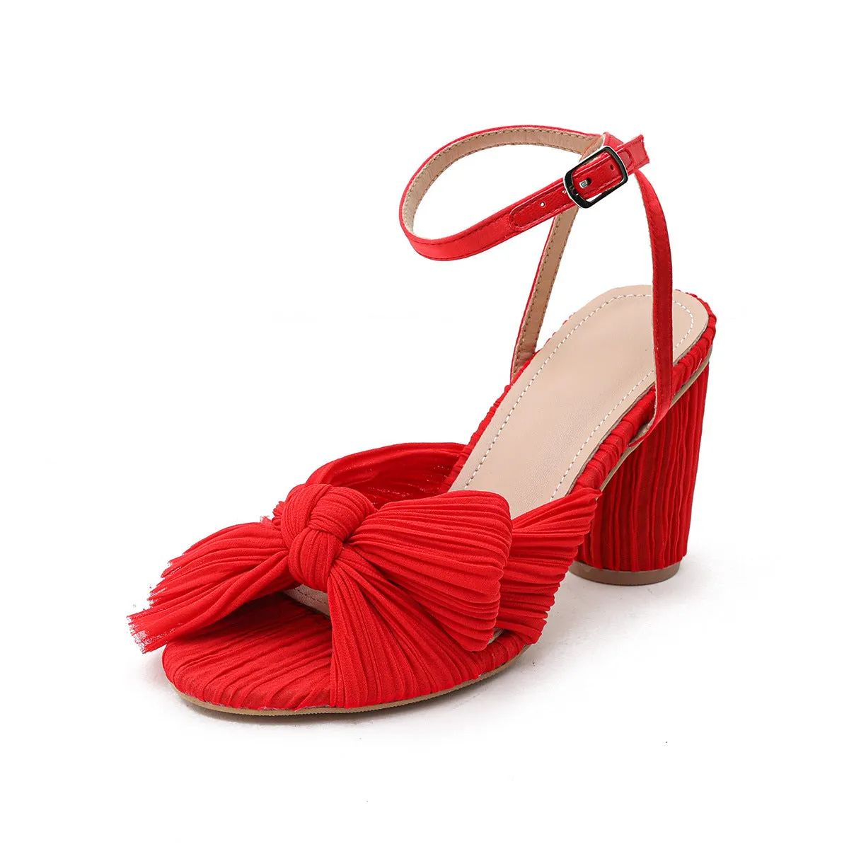 Women's Chunky Heel Bow Fairy Silk Retro Sandals