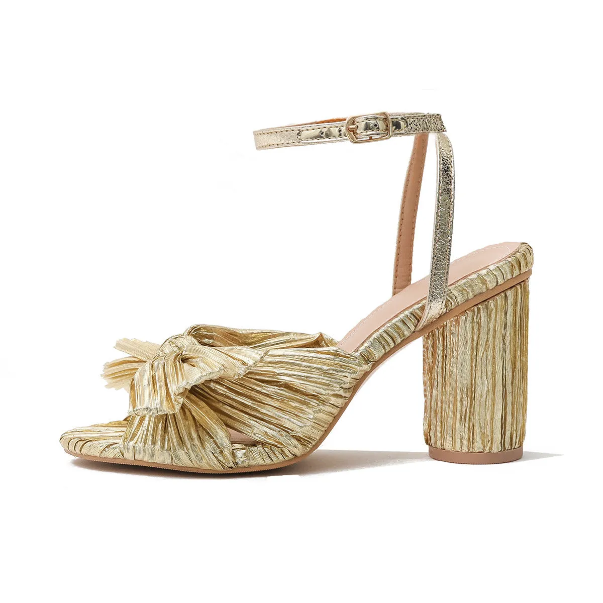 Women's Chunky Heel Bow Fairy Silk Retro Sandals