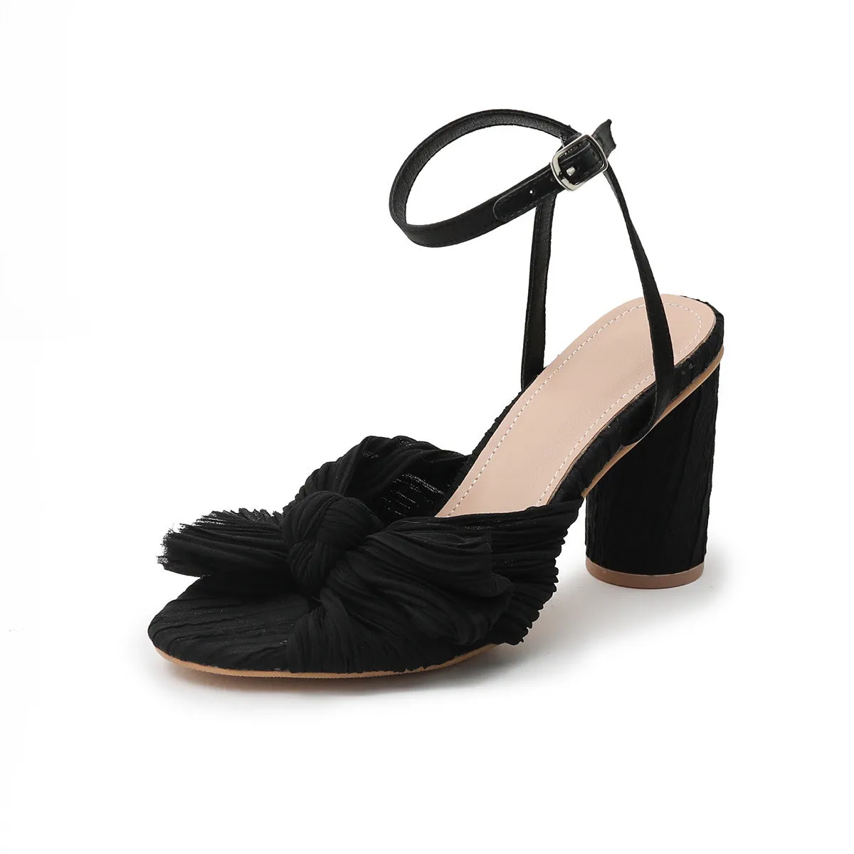 Women's Chunky Heel Bow Fairy Silk Retro Sandals