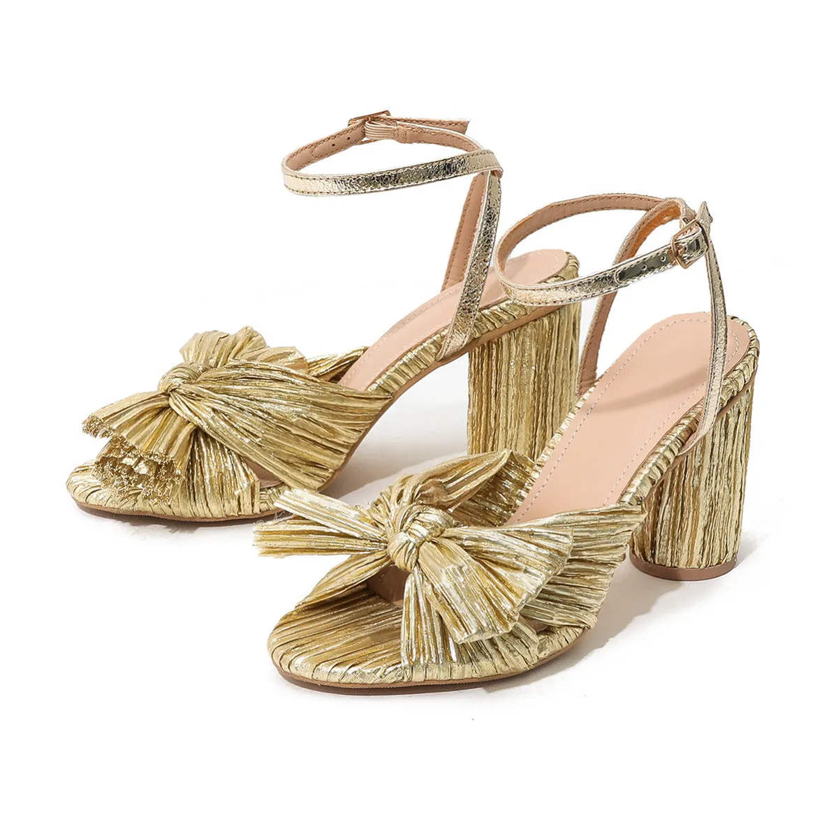 Women's Chunky Heel Bow Fairy Silk Retro Sandals