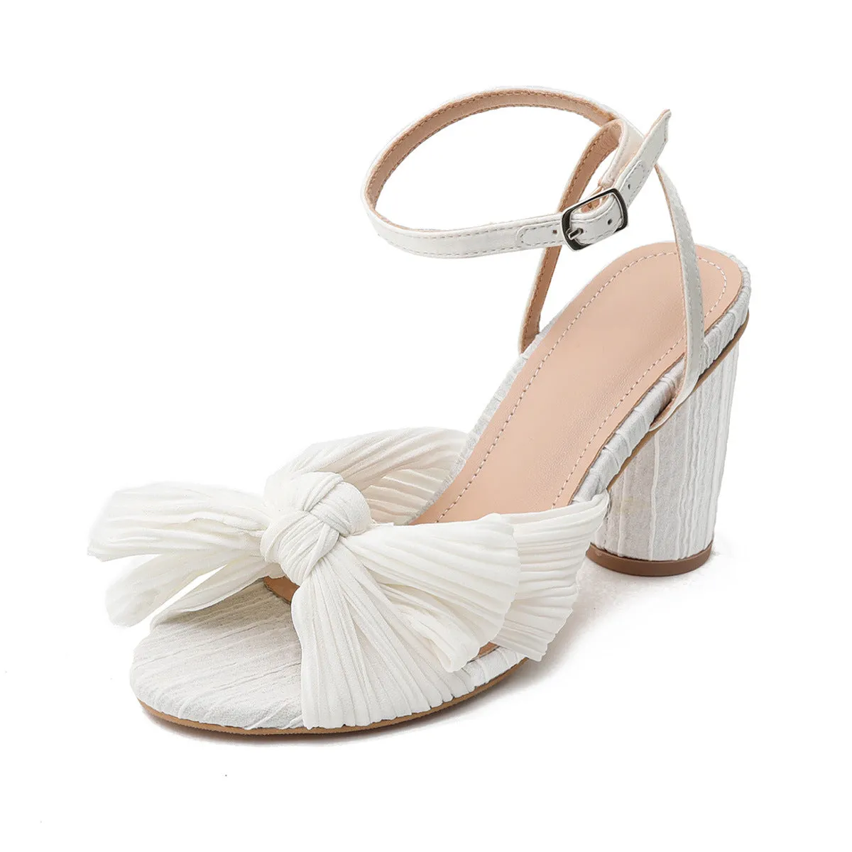 Women's Chunky Heel Bow Fairy Silk Retro Sandals